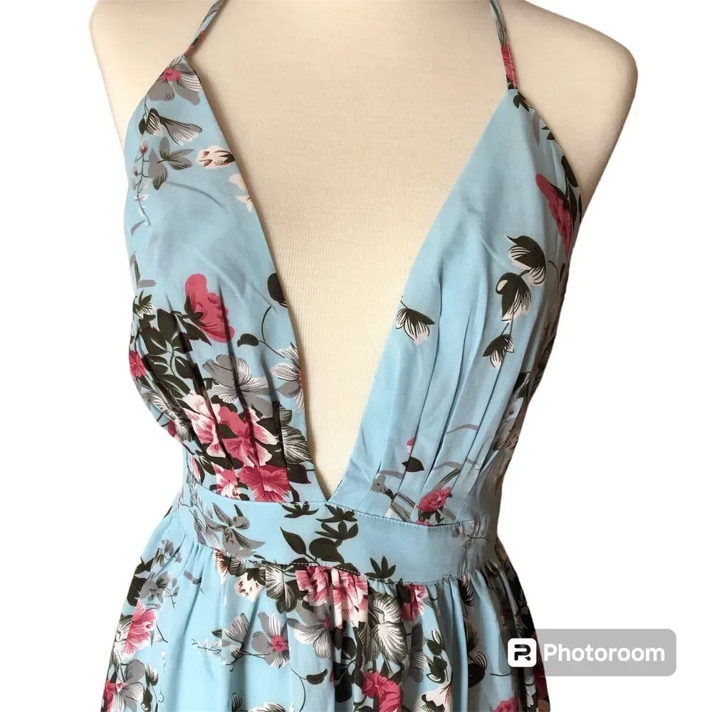 Cupshe boho crisscross Floral Maxi Dress for beach party summer size Small - Picture 7 of 12